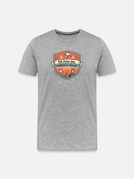 Schöner Als Geplant Schild - Männer Premium Bio T-Shirt - Grau meliert