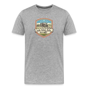 Landwirtschaft Stolz auf dem Feld - Männer Premium Bio T-Shirt - Grau meliert - Vorne - Damien (186cm)