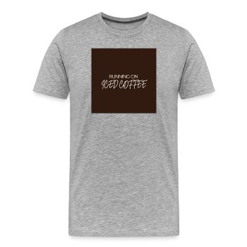 "RUNNING ON ICED COFFEE" Graphic Tee Design - T-shirt bio Premium Homme - gris chiné - Devant - Damien (186cm)