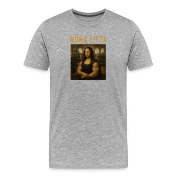Mona Lifta Leonardo da Vinci Fun Weightlifting - Men's Premium Organic T-Shirt - heather grey - Front - Damien (186cm)