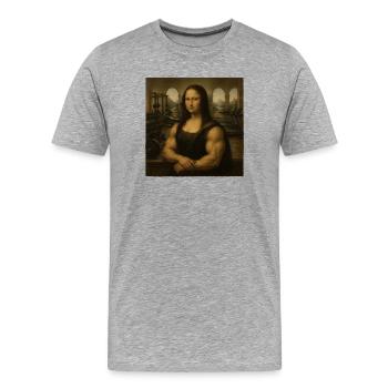 Mona Lifta Leonardo da Vinci Fun Weightlifting - Men's Premium Organic T-Shirt - heather grey - Front - Damien (186cm)