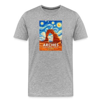 Arches Utah Sternenhimmel Felsbogen - Männer Premium Bio T-Shirt - Grau meliert - Vorne - Damien (186cm)