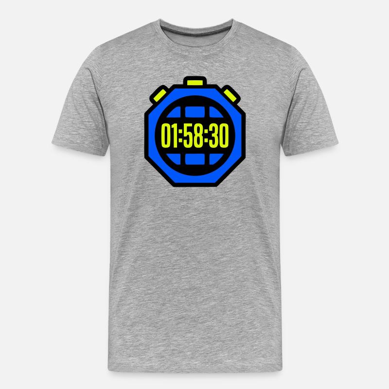 Stoppuhr Bestzeit Halbmarathon - Männer Premium Bio T-Shirt - Grau meliert