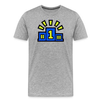 Sieger Podest Platz 1 Champion - Männer Premium Bio T-Shirt - Grau meliert - Vorne - Damien (186cm)