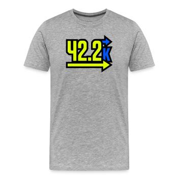 Fier arrivant au marathon 42,2 km - T-shirt bio Premium Homme - gris chiné - Devant - Damien (186cm)