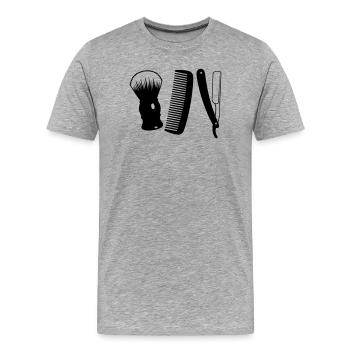 Salon de coiffure - T-shirt bio Premium Homme - gris chiné - Devant - Damien (186cm)