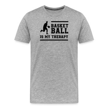 Basketball Therapy - Men's Premium Organic T-Shirt - heather grey - Front - Damien (186cm)