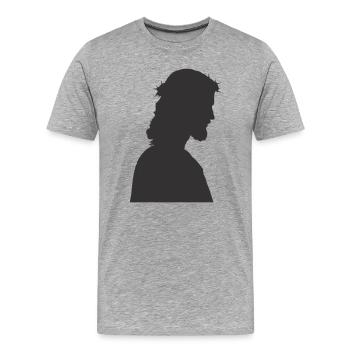 Jesus Christus Silhouette - Männer Premium Bio T-Shirt - Grau meliert - Vorne - Damien (186cm)
