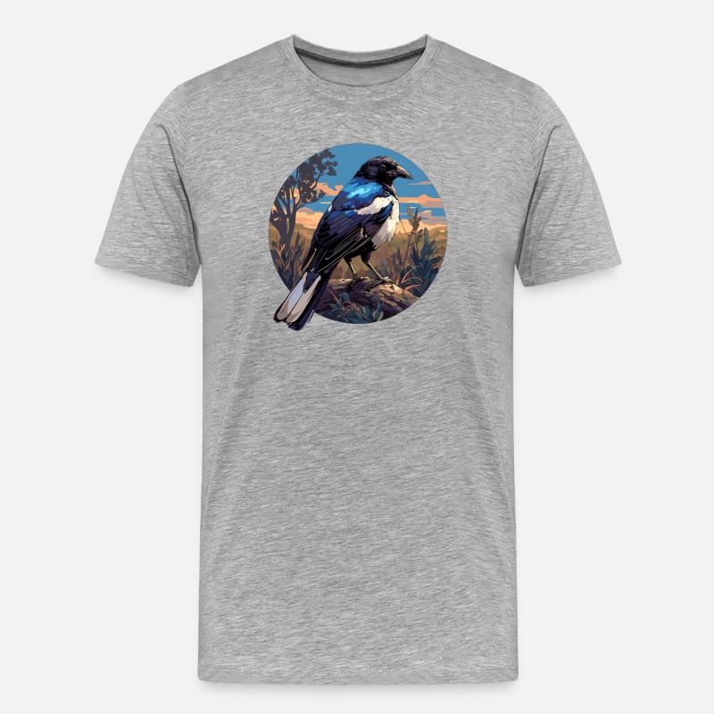 Elstern Elster - Männer Premium Bio T-Shirt - Grau meliert