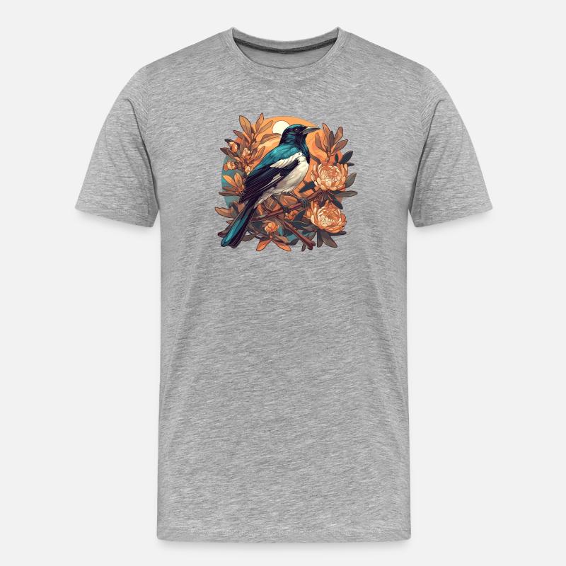 Elstern Elster - Männer Premium Bio T-Shirt - Grau meliert