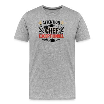 Attention Exceptional Chef - Men's Premium Organic T-Shirt - heather grey - Front - Damien (186cm)