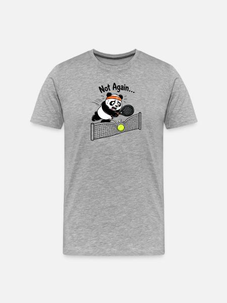 Panda Tennis – Not Again - Men's Premium Organic T-Shirt - heather grey