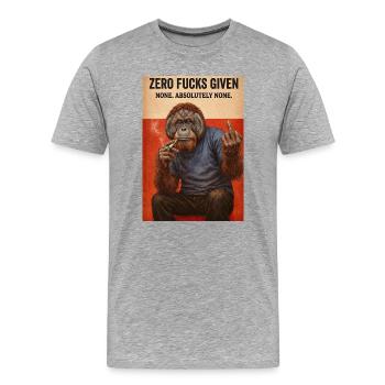 Zero Fucks Given Ape - Men's Premium Organic T-Shirt - heather grey - Front - Damien (186cm)