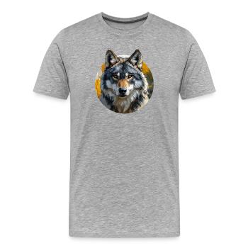 Wolf-Design - Männer Premium Bio T-Shirt - Grau meliert - Vorne - Damien (186cm)
