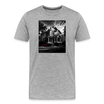 Don't Come In – Gothic Horror House Sketch - Männer Premium Bio T-Shirt - Grau meliert - Vorne - Damien (186cm)