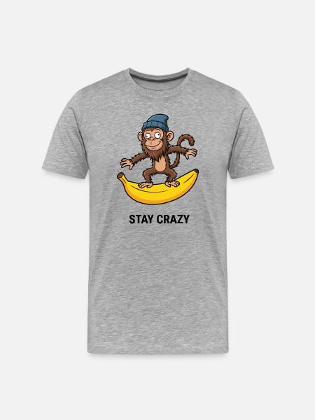 Crazy Monkey on Banana Tee - Men's Premium Organic T-Shirt - heather grey