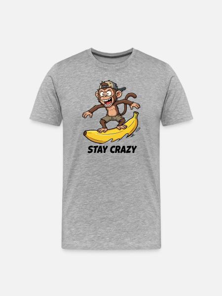 Banana Surfing Monkey - Men's Premium Organic T-Shirt - heather grey
