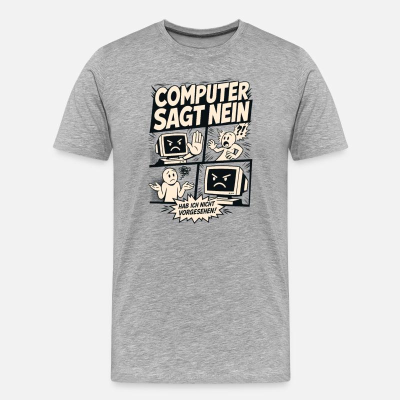 Computer sagt nein Comic Design - Männer Premium Bio T-Shirt - Grau meliert