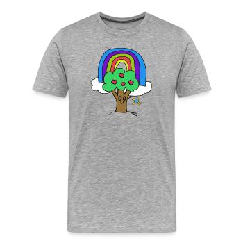Enfants de l’Oiseau Pommier Arc-en-ciel - T-shirt bio Premium Homme - gris chiné - Devant - Damien (186cm)