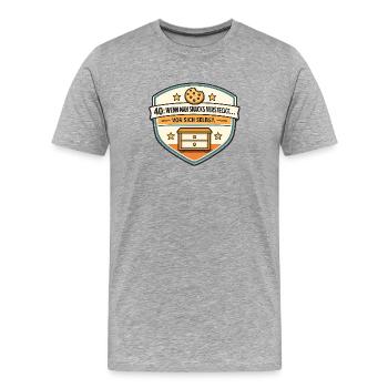 40er Snackversteck Badge - Männer Premium Bio T-Shirt - Grau meliert - Vorne - Damien (186cm)