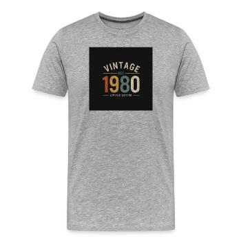 Vintage 1980 – Zeitloser Klassiker - Männer Premium Bio T-Shirt - Grau meliert - Vorne - Damien (186cm)