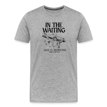 God is Working Jesus Religious - Men's Premium Organic T-Shirt - heather grey - Front - Damien (186cm)