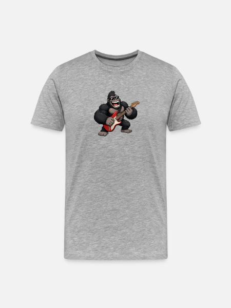 Gorilla with guitar - Men's Premium Organic T-Shirt - heather grey