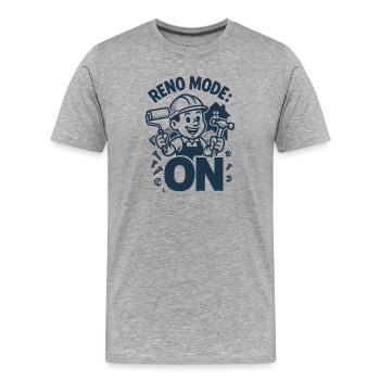 Renomodus on | Rénovation DIY - T-shirt bio Premium Homme - gris chiné - Devant - Damien (186cm)