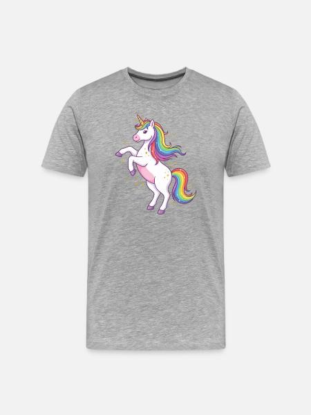 Aurora-Regenbogen-Einhorn - Männer Premium Bio T-Shirt - Grau meliert