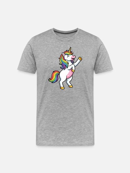 Rainbow Unicorn Dance - Men's Premium Organic T-Shirt - heather grey