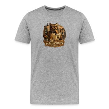 Schnurrbart Deluxe Katze Café lustig Vintage - Männer Premium Bio T-Shirt - Grau meliert - Vorne - Damien (186cm)
