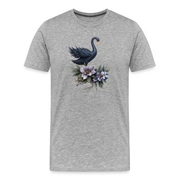 Cygne noir avec des fleurs de lilas - T-shirt bio Premium Homme - gris chiné - Devant - Damien (186cm)