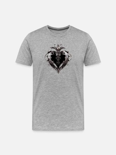 Metallheraldisches Herz - Männer Premium Bio T-Shirt - Grau meliert