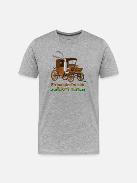 Technologieoffen In Die Zukunft Reiten - Männer Premium Bio T-Shirt - Grau meliert