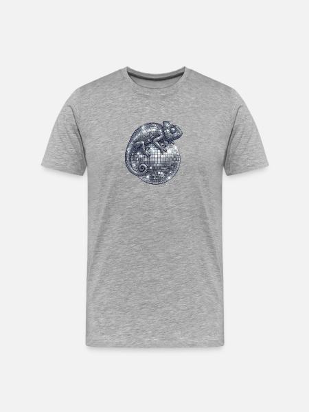 Chamäleon auf der Discokugel - Männer Premium Bio T-Shirt - Grau meliert