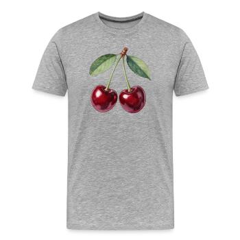 Cherries - Men's Premium Organic T-Shirt - heather grey - Front - Damien (186cm)