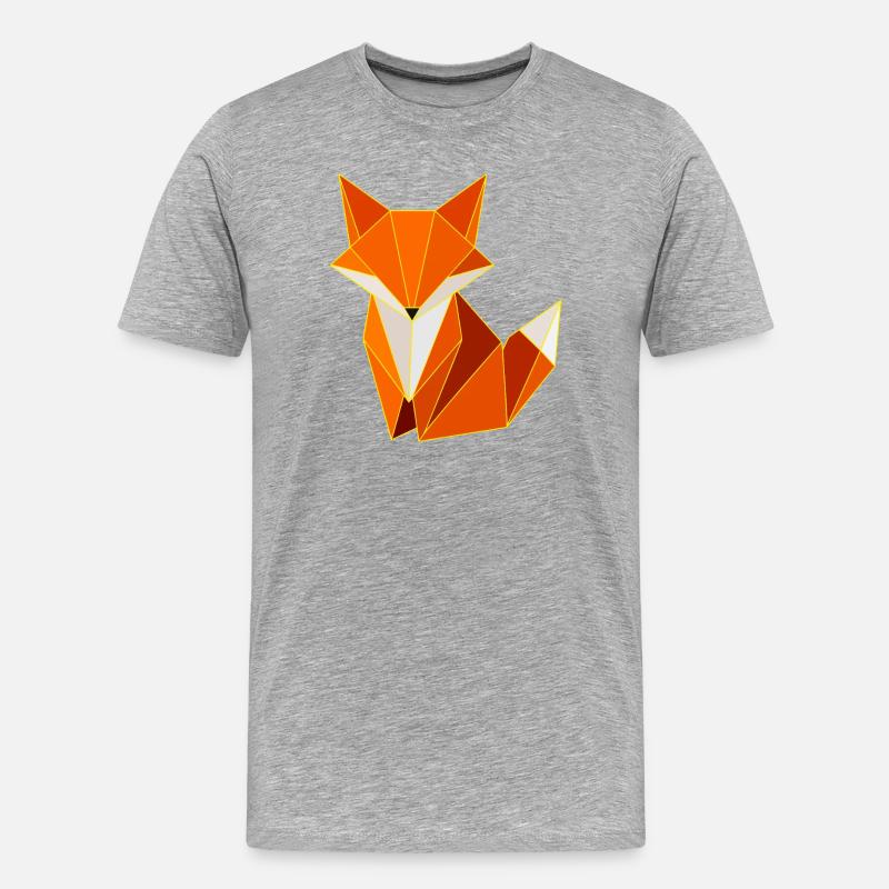 Fuchs Polygon Geometrie Design  - Männer Premium Bio T-Shirt - Grau meliert