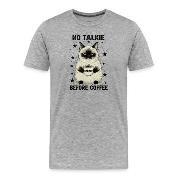 Pas de conversation devant un chat amateur de café - T-shirt bio Premium Homme - gris chiné - Devant - Damien (186cm)