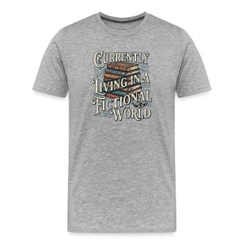 Living In A Fictional World - Men's Premium Organic T-Shirt - heather grey - Front - Damien (186cm)