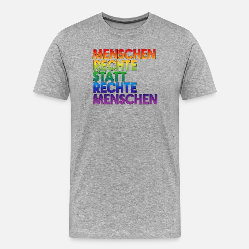 Regenbogen Statement Spruch Menschenrechte - Männer Premium Bio T-Shirt - Grau meliert