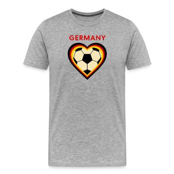 Deutschland Herz Fußballmotiv - Männer Premium Bio T-Shirt - Grau meliert - Vorne - Damien (186cm)