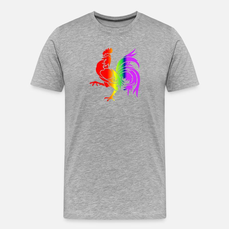Bunter Regenbogenhahn - Männer Premium Bio T-Shirt - Grau meliert