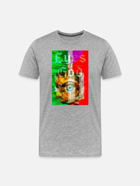 Neon Eye in Metal Circle - Men's Premium Organic T-Shirt - heather grey