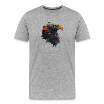 tête aigle puissant, cadeau homme fort, déterminé - T-shirt bio Premium Homme - gris chiné - Devant - Damien (186cm)
