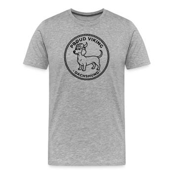 dackel wikinger stolz - Männer Premium Bio T-Shirt - Grau meliert - Vorne - Damien (186cm)