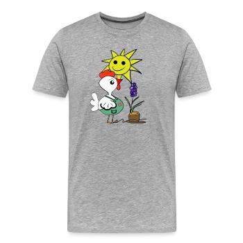 Jardinier Poulet Jardinier Amateur Fleurs de poules - T-shirt bio Premium Homme - gris chiné - Devant - Damien (186cm)