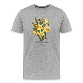Vintage daffodil, narcissus Illustration - Men's Premium Organic T-Shirt - heather grey - Front - Damien (186cm)
