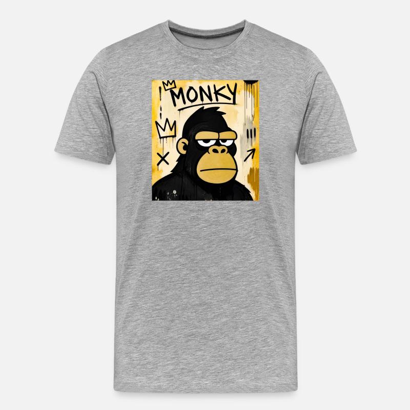 Monky Graffiti Ape - Männer Premium Bio T-Shirt - Grau meliert