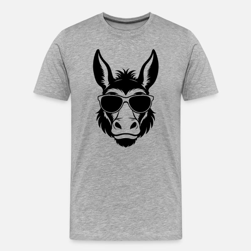 Eselgesicht-Sonnenbrille - Männer Premium Bio T-Shirt - Grau meliert