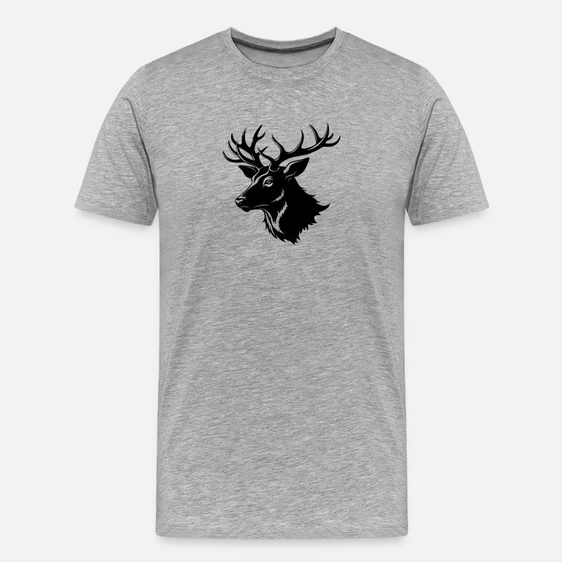 Forme de tête d’élan - T-shirt bio Premium Homme - gris chiné